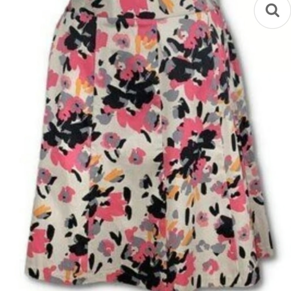 Lane Bryant 18 Colorblast 90s Abstract Floral Art Deco Pleats A-Line Fit & Flare